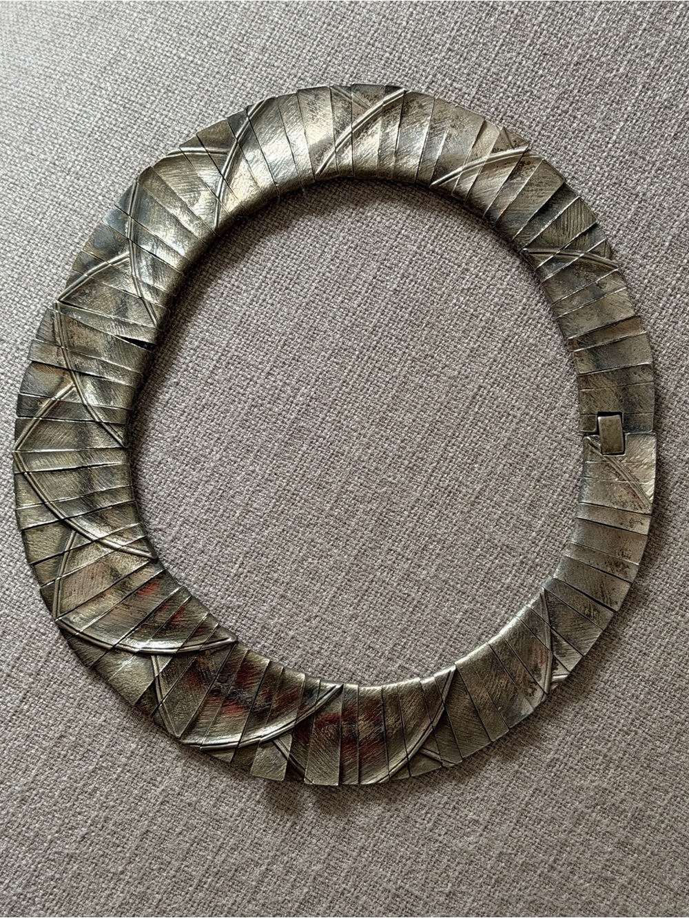 Vintage Les Bernard Egyptian Revival Silver Tone Cleopatra Chocker Necklace